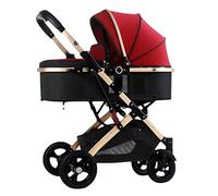 Baby Stroller for Newborn, High Landscape Lightweight Baby Strollers for Infant and Toddler Shock-absorbing Carriage Two-way Pram Trolley Baby Pushchair Ideal for 0-36 Months(Red)