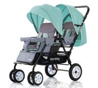 Baby Stroller for Twins & Siblings Full-Recline Seat compact | One Step Fold Lightweight Twin Pushchair with Large Storage Basket