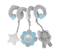 Baby Stroller Hanging Toy Adorable Soft Plush Spiral Activity Rattle with Funny Sound for Infants Cribs Strollers Beds Cars Gray Pink Green (Grey Elephant)