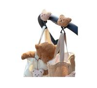 Baby Stroller Hooks Bear Cartoon for Hanging Diaper Bags Mommy Stroller Clip and Stroller Accessories Organizer Hook - Large Carabiner Clips (Brown+Coffee)