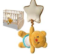 Baby Stroller Rattle Toy - Butter Bear Plush Pendant Bell with Star Carseat Rattle - Soft Sensory Toy Chime Activity Music Box for Stroller