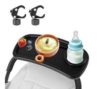 Baby Stroller Snack Tray with Cup Holder 3 in 1 Universal Stroller Food Tray Removable Stroller Organizer with Adjustable Buckle & Hooks Reusable Stroller Snacks Holder for Pram accessories Pushchair