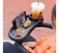 Baby Stroller Snack Tray with Cup Holder Universal Pram Food Tray Removable Reusable Storage Holder with Adjustable Buckle and Hooks for Strollers