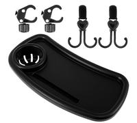 Baby Stroller Snack Tray with Cup Holder,Universal Stroller Food Tray,Removable Storage Holder with Adjustable Buckle and Hooks,Reusable Pram Snacks Holders for Strollers(Upgrade Black Style +2 Hook)