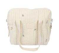 Baby Stroller Storage Bag Large Capacity Multifunctional Cotton Hanging Organizer for Travel Shopping Parents 30x12x36cm (Beige Olive)