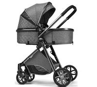 Baby Stroller Stroller 3 in 1 Lightweight Reclining with 5-Point Belt - Newborn to 4 Years - 3 Panel Canopy, Adjustable Footrest and Storage Basket B