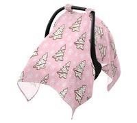 Baby Stroller Sun Cover Black Out Car Seat Net Cover, Protects from Dust and Snow Cookie Christmas Pink Snowflakes