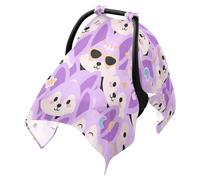 Baby Stroller Sun Cover Breathable Car Seat Net Cover, Protects from Dust and Snow Cartoon Cute Fox Purple