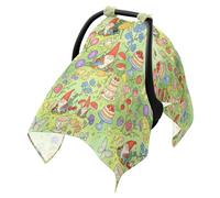 Baby Stroller Sun Cover Windproof Stroller Rain Cover, Travel Accessories Garden Gnome Rabbits Fruits Flowers Green