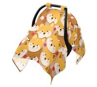 Baby Stroller Sun Cover Windproof Stroller Shade Extender,Protects from Dust and Snow Cartoon Cute Fox Yellow