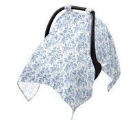 Baby Stroller Sun Shade Black Out Net for Bassinet,Wind and Protection White Background Blue Floral Sketch