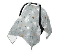 Baby Stroller Sun Shade Black Out Shade Stroller Cover,Protects from Dust and Snow Cartoon Rainbow Wolf Grey