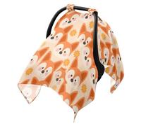 Baby Stroller Sun Shade UV Protection Stroller Rain Cover, Travel Accessories Cartoon Cute Fox Sun Orange