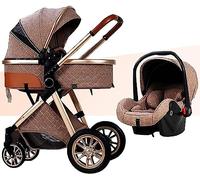 Baby Stroller Travel System 3 in 1 - Foldable Bassinet Stroller with Footmuff, Blanket, Cooling Pad, Rain Cover and Backpack, Easy to Fold