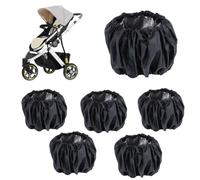 Baby Stroller Wheel Cover, 6PCS Dust Proof Kid Baby Wheelchair Protector Black Wheelchair Tire Protector Stroller Accessory