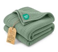 Baby summer blanket thin muslin 75 x 60 cm - lightweight breathable cotton blanket pram cot - sun shade newborn toddler soft nursery cot travel unisex girl boy Oeko-Tex Sage