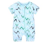 Baby Summer Crawl Suit - Short Sleeve Print, Double Zipper, for Infant 6-9M, Frog Print#M