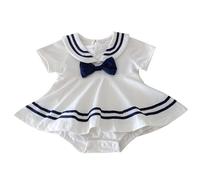 Baby Summer Girl Baby Dress School Style Lapel Crawl Dress Foreign Style Newborn Full Moon One Year Old Photo Dress White