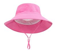 Baby Sun Hat, Unisex Toddler Wide Brim Bucket Hat, Adjustable, 6-12 Months (Pink)