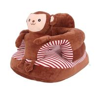 Baby Support Seat Cute Cartoon Velvet Infant Sit Up Chair Soft Learning Sitting Chair Stable Sofa Chair for Babies Toddlers 52 x 45 x 36cm (Brown Monkey)