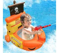 Baby Swim Rail, Pirate Ship with Water Guns, Children's Lifebuoy, Inflatable Boats for Children, Float Booster Seat, Inflatable Toy for Children and Girls from 3 to 12 Years