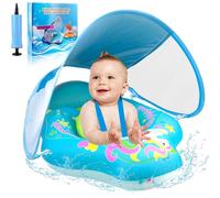 Baby Swimming Float, Baby Pool Float with Canopy, with Adjustable Safety Seat, Fun Water Toys Bathing Accessories for Age 3-12 Months Babies Toddlers