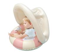 Baby Swimming Float, Baby Pool Float with Sun Protection Canopy, Foldable Safety Seat Swim Ring Retro Floating Sunshade Toys for Outdoor Backyard Garden