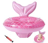 Baby Swimming Float for Children, Inflatable Pink Mermaid Pool Float Swimming Ring with Safety Seat and Handle, Fun Water Toy Accessories for Age 1-4 Year Old Baby Infants Boys Girls Summer Training
