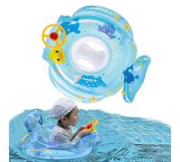 Baby Swimming Float for Pool Toddlers Inflatable Swimming Ring with Steering Wheel and Horn Whales Pool Float Boat Safe Seat Baby Swimming Aid Float for Girls Boys 1-5 Years