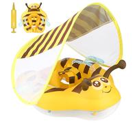 Baby Swimming Float Inflatable Baby Pool Float Baby Swimming Ring with UV Sun Protection Canop and Manual Pump, Baby Swim Float with Safe Seat for Newborn Baby Learn to Swim