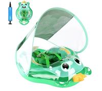 Baby Swimming Float, Inflatable baby pool float for 6-24 Months, Baby Swimming Ring with UV Sun Protection Canop and Manual Pump, Baby Swim Float with Safe Seat for Newborn Baby Learn to Swim