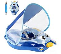 Baby Swimming Float, Inflatable baby pool float for 6-24 Months, Baby Swimming Ring with UV Sun Protection Canop and Manual Pump, Baby Swim Float with Safe Seat for Newborn Baby Learn to Swim