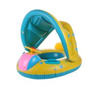 Baby Swimming Float, Inflatable Car Shaped Baby Float with Canopy, with SPF 50+ Sun Protection and Safety Bottom Support Swimming Ring with Non-Slip Handle for Kids Toddler 6-48 Months