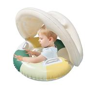 Baby Swimming Float - Inflatable Retro Swimming Ring Pool Removable Foldable Sun Canopy Seat For Toddler Kids 1-3 Years For Outdoor Backyard Garden