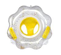 Baby Swimming Ring Inflatable Swim Seat Ring Leak Proof Sequin Flower Swimming Pool Ring Float with 2 Thicken Handle Soft PVC Bath Ring for Kids 1-5 Years Swim Training Aid Accessories