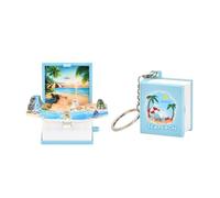 Baby Swing Blue 3D Folding Bomb Book Mini Schoolbag Mini Beach Keychain Puzzle Three Layer Decompression Toy Desktop Ornaments Baby Gym (B, 7x6x5cm)
