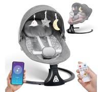 Baby Swing Chair with Bluetooth Remote Control, Cordless 5-Speed Levels 12 Lullabies & 3 Timers | 3 Adjustable Angles | 5-Point Harness, Electric Portable Newborn Rocking for Newborn Boys & Girls
