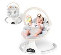 Baby Swing for Infants to Toddler| Portable Infant Swing with Remote Control, Rocker for Newborn with 5 Speeds, 3-Point Harness,3 Seat Positions for Baby Boy Girl (Beige