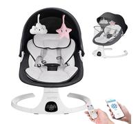Baby Swings for Infants to Toddler Electric Baby Swing with 5-Speed 3-Seat Positions 5-Point Carabiner,with Bluetooth Music 10-Preset Melodies, Indoor and Outdoor use (Black)
