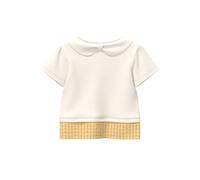 Baby T-shirt with Peter Pan Collar and Puff Sleeves featuring Check Panel at Waist s.Oliver Beige 9 monthes