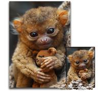 Baby Tarsier with Teddy Bear Jigsaw Puzzle 1000 Pieces Puzzles for Adults Perfect Home Or Office Decor Ideal 1000 PCS(75x50cm)