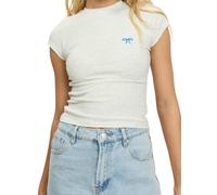 Baby Tees for Women Y2K Tops Tee Girls Graphic Crop Tops Vintage 90s Aesthetic Coquette T-Shirts Clothes (D-Gray, M)