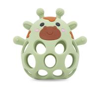 Baby Teether, Baby Teething Toys, Food Grade Silicone Giraffe Teether, Easy to Grip and Clean,Grasping Ball for 4-12 Months Babies (Green)
