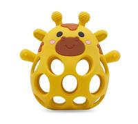 Baby Teether, Baby Teething Toys, Food Grade Silicone Giraffe Teether, Easy to Grip and Clean,Grasping Ball for 4-12 Months Babies (Yellow)