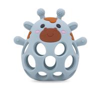 Baby Teether, Baby Teething Toys, Food Grade Silicone Giraffe Teether, Easy to Grip and Clean,Grasping Ball for 4-12 Months Babies (Blue)