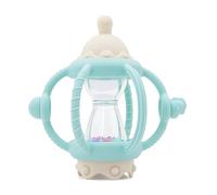 Baby Teether Rattle 0-12 Months, BPA-Free Silicone Sensory Teething Ball with Hourglass Beads, Multi-Grip Textured Handles, Washable Gum-Soother Toy for Infants, Pram Playtime(Mint Green)