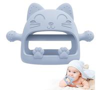 Baby Teether Toys for 6-12 Months - Teething Relief Must-Haves, Hand Teethers, Mitt with Cute Cat Shape - Ideal Baby Shower Gifts (Light Blue)