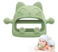 Baby Teether Toys for 6-12 Months - Teething Relief Must-Haves, Hand Teethers, Mitt with Cute Cat Shape - Ideal Baby Shower Gifts (Avocado)