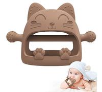 Baby Teether Toys for 6-12 Months - Teething Relief Must-Haves, Hand Teethers, Mitt with Cute Cat Shape - Ideal Baby Shower Gifts (Brown)