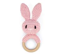 Baby Teether Wooden Handmade Free Chewing Teething Toys Cotton Thread Crochet Animal Rattle Knitted Hand Clip Holder Silicone Holder Set Teethers Girl Free Silicon Newborn